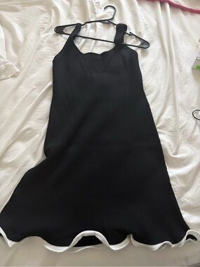 Black Knit Tank Dress with Contrast Hem